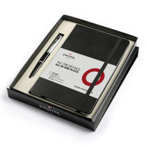 Sheaffer 100 Ballpoint Pen Gift Set - Gloss Black Brushed Chrome with A5 Notebook